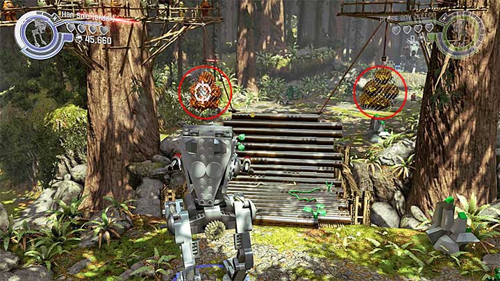 Destroy the weights hanging by the bridge. - Prologue - The Battle of Endor | Walkthrough - Story Mode - LEGO Star Wars: The Force Awakens Game Guide
