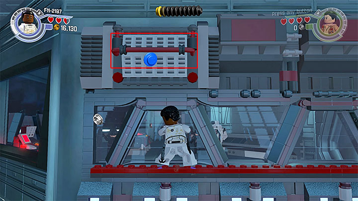 After completing the above described puzzle a new passage to the main part of the hangar will be unlocked - Chapter 2 - Escape from the Finalizer | Walkthrough - Story Mode - LEGO Star Wars: The Force Awakens Game Guide