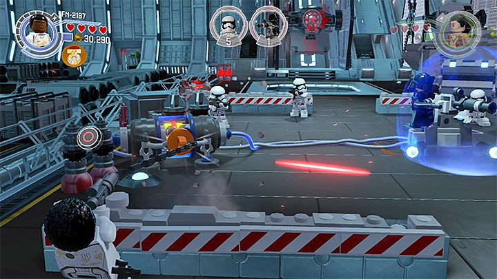 In the further part of the battle another group of regular stormtroopers will appear in the area - Chapter 2 - Escape from the Finalizer | Walkthrough - Story Mode - LEGO Star Wars: The Force Awakens Game Guide