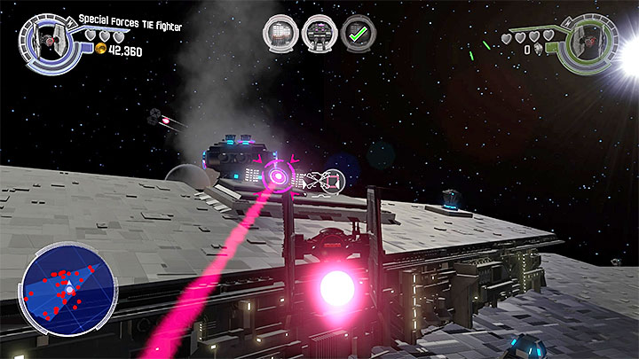 After destroying nine smaller cannons you will be forced to get rid of a single, larger one, composed of three elements - Chapter 2 - Escape from the Finalizer | Walkthrough - Story Mode - LEGO Star Wars: The Force Awakens Game Guide