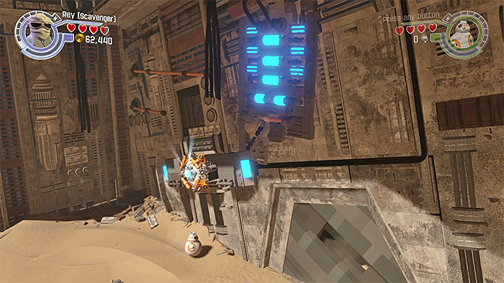 One of the bars must be lowered. - Chapter 2 - Escape from the Finalizer | Walkthrough - Story Mode - LEGO Star Wars: The Force Awakens Game Guide