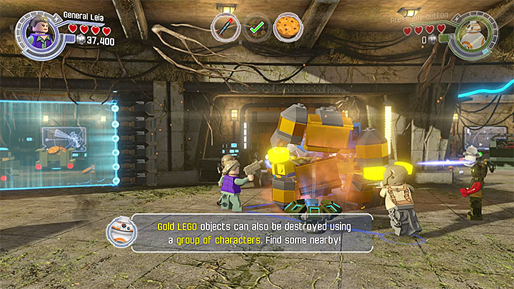 Destroy the golden cargo with the help of Leias subordinates - Chapter 7 - The Resistance | Walkthrough - Story Mode - LEGO Star Wars: The Force Awakens Game Guide