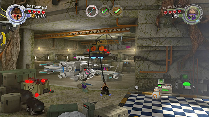 Finn and Leia must catch the interactive hooks - Chapter 7 - The Resistance | Walkthrough - Story Mode - LEGO Star Wars: The Force Awakens Game Guide