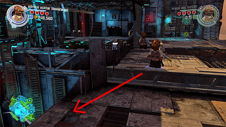 Reward for obtaining the brick: studs multiplier x10 - Lor San Tekkas Return | Minikits and red bricks - Minikits and red LEGO bricks - LEGO Star Wars: The Force Awakens Game Guide