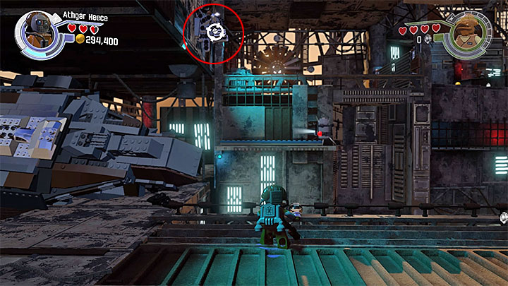 You find the second silver object right after you have walked around the large chasm, using Athgar Heeces jetpack - Lor San Tekkas Return | Minikits and red bricks - Minikits and red LEGO bricks - LEGO Star Wars: The Force Awakens Game Guide