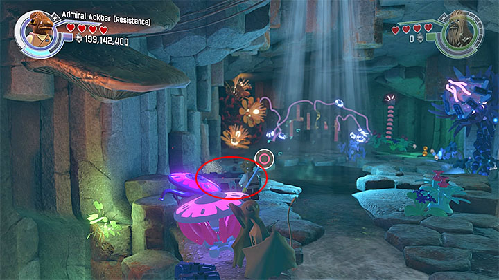 The water tank is on the highest ledge on the left side - Rathtar Hunting | Minikits and red bricks - Minikits and red LEGO bricks - LEGO Star Wars: The Force Awakens Game Guide