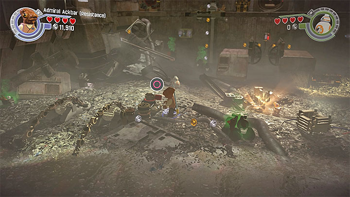 Select Admiral Ackbar, go through the area recently occupied by the monster and reach a new water reservoir - Poe to the Rescue | Walkthrough - Side missions - LEGO Star Wars: The Force Awakens Game Guide