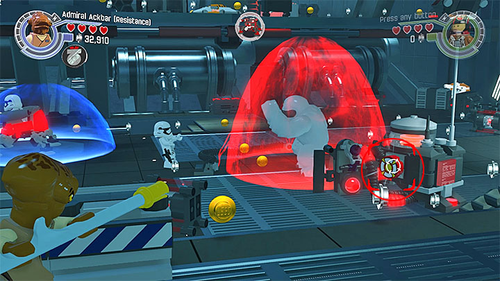 During the first part of the battle theres five regular stormtroopers to defeat, as well as a single one equipped with a heavy blaster - Poe to the Rescue | Walkthrough - Side missions - LEGO Star Wars: The Force Awakens Game Guide