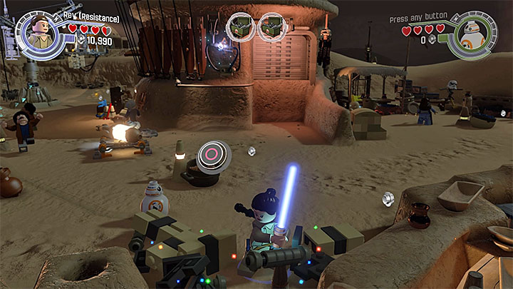 Construction place of the third barrel. - Chapter 1 - Assault on Jakku | Minikits and red bricks - Minikits and red LEGO bricks - LEGO Star Wars: The Force Awakens Game Guide