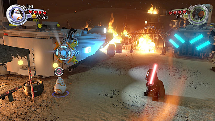 Construct the socket and chargé the mechanism with BB-8. - Chapter 1 - Assault on Jakku | Minikits and red bricks - Minikits and red LEGO bricks - LEGO Star Wars: The Force Awakens Game Guide