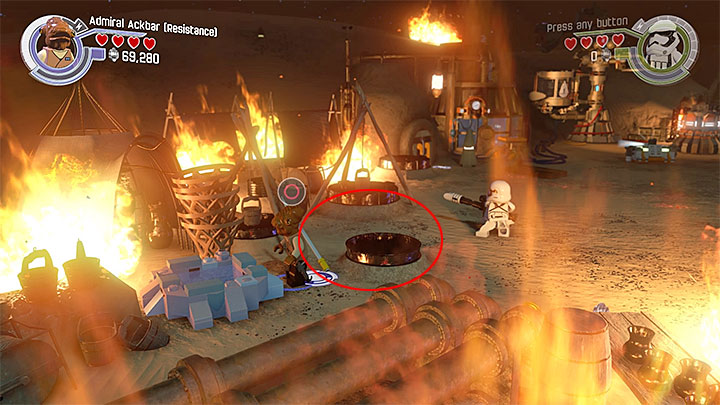 Special requirements: a character capable of swimming (like Admiral Ackbar) - Chapter 1 - Assault on Jakku | Minikits and red bricks - Minikits and red LEGO bricks - LEGO Star Wars: The Force Awakens Game Guide