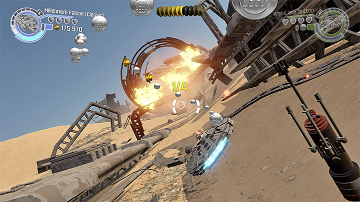 One of the destroyable Bridges. - Chapter 3 - Niima Outpost | Minikits and red bricks - Minikits and red LEGO bricks - LEGO Star Wars: The Force Awakens Game Guide