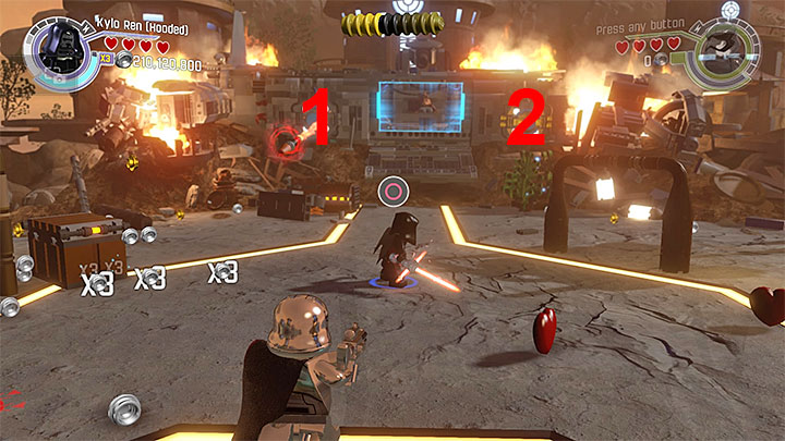 Start with dealing with regular enemies - Ottegan Assault | Walkthrough - Side missions - LEGO Star Wars: The Force Awakens Game Guide