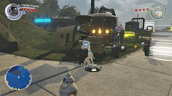 In order to obtain the golden brick you must construct three vehicles in various parts of the Resistance base - DQar (Resistance hideout) collectibles & minor missions map - Maps - LEGO Star Wars: The Force Awakens Game Guide