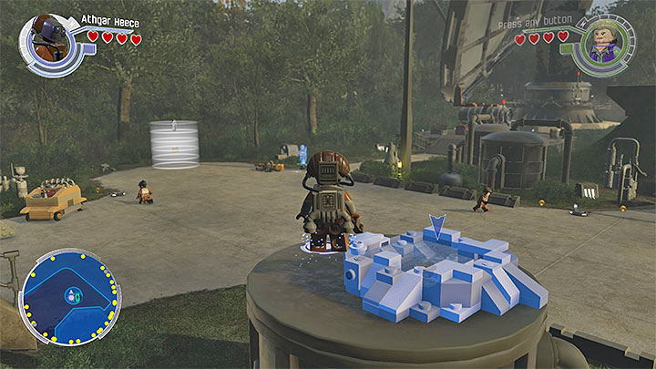 You must get to the small, round ledge shown on the picture - DQar (Resistance hideout) collectibles & minor missions map - Maps - LEGO Star Wars: The Force Awakens Game Guide