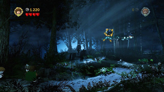The first step is destroying the nearby rocks (H) - a small rock will fall out of them - The Black Rider - Walkthrough - Act I - LEGO The Lord of the Rings - Game Guide and Walkthrough