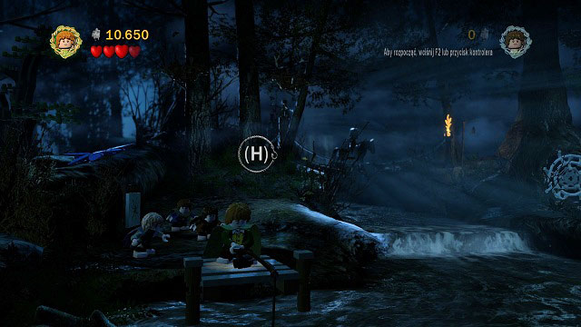 Eventually you will reach a stream where you will find a bridge from which Merry can fish - The Black Rider - Walkthrough - Act I - LEGO The Lord of the Rings - Game Guide and Walkthrough