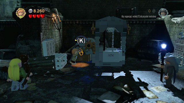 To obtain the crank, you need to go to the right and destroy the cracked LEGO brick with Gimli's axe - The Mines of Moria - Walkthrough - Act I - LEGO The Lord of the Rings - Game Guide and Walkthrough
