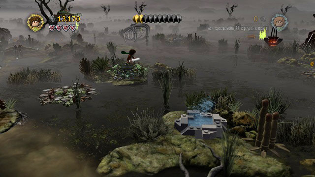 Extinguishing this fire will require the two hobbits to cooperate - The Dead Marshes - Walkthrough - Act II - LEGO The Lord of the Rings - Game Guide and Walkthrough