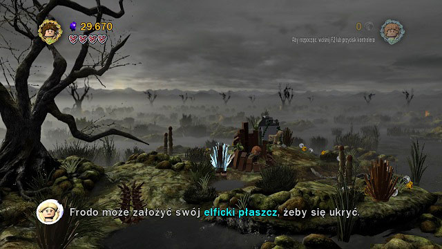 In this part of the level you will have to hide from the sight of the Black Rider - The Dead Marshes - Walkthrough - Act II - LEGO The Lord of the Rings - Game Guide and Walkthrough