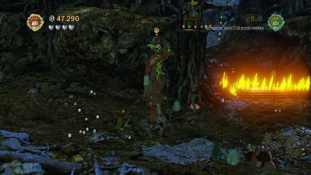 As the Ents are afraid of fire, you will have to make use of the hobbits - Track Hobbits - Walkthrough - Act II - LEGO The Lord of the Rings - Game Guide and Walkthrough