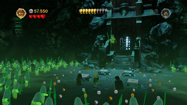 Start with breaking four cracked bricks on the ground with Gimli - The Paths of the Dead - Walkthrough - Act III - LEGO The Lord of the Rings - Game Guide and Walkthrough