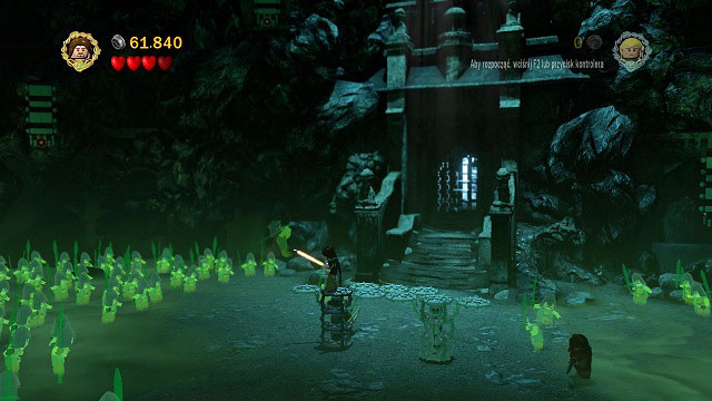 Luckily there are more bricks on the ground from which you can build another platform - The Paths of the Dead - Walkthrough - Act III - LEGO The Lord of the Rings - Game Guide and Walkthrough