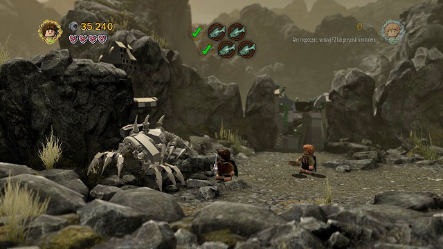 #2 - to the right of the first hook, right before a dark cave in which you find a fish - Taming Gollum - Collectibles - LEGO The Lord of the Rings - Game Guide and Walkthrough