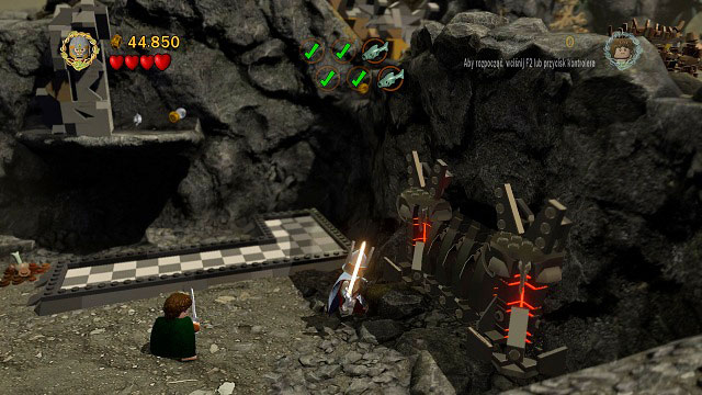 Beside the tile along which you push a pillar you should find LEGO Morgul bricks - Taming Gollum - Collectibles - LEGO The Lord of the Rings - Game Guide and Walkthrough