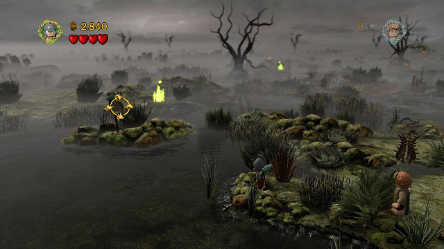 Now you need to catch a fish and throw it at the sign in the north-west - The Dead Marshes - Collectibles - LEGO The Lord of the Rings - Game Guide and Walkthrough