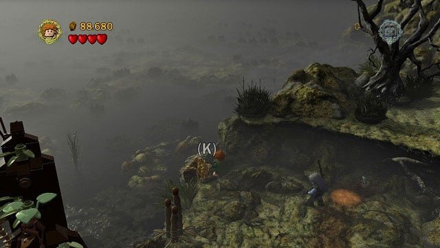 You need to start fishing on the bridge beside Minikit #8 - The Dead Marshes - Collectibles - LEGO The Lord of the Rings - Game Guide and Walkthrough