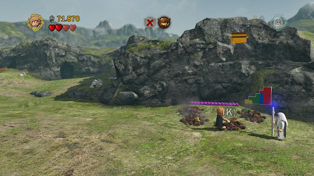 On the right side of the arena there are coloured bricks - Warg Attack - Collectibles - LEGO The Lord of the Rings - Game Guide and Walkthrough