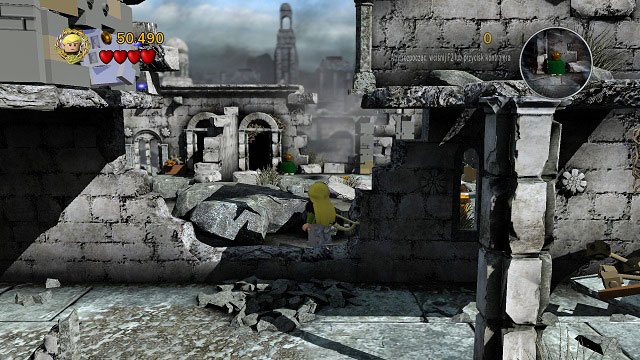 The Minikit is visible in the window to the right of Legolas. - Osgiliath - Collectibles - LEGO The Lord of the Rings - Game Guide and Walkthrough