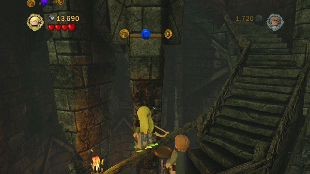 As you're going down the twisting stairs, you should notice a chest above you - Cirith Ungol - Collectibles - LEGO The Lord of the Rings - Game Guide and Walkthrough