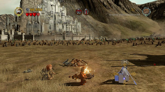 In order to obtain the Design, you have to blow up the mithril brick (to the left of the save point) with Berserker's bombs - Battle of Pelennor Fields - Collectibles - LEGO The Lord of the Rings - Game Guide and Walkthrough