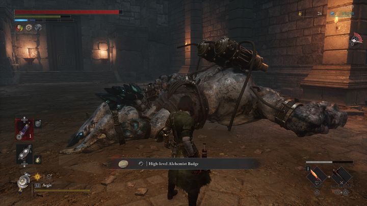 For defeating the Door Guardian, you will receive 6549 Ergo and a High-level Alchemist Badge - Lies of P: How to defeat the Door Guardian boss? - Main - Lies of P Guide