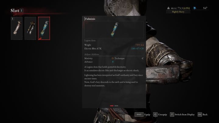 There is also Fulminis, which allows you to strike enemies with electricity - Lies of P: Legion Arm - Basics - Lies of P Guide