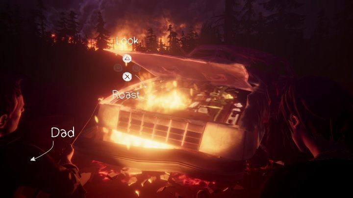 Start roasting the marshmallow (ROAST) and then initiate a conversation with father (SPEAK) - Chapter 2 Life Is Strange: Before the Storm Episode 2 Brave New World - Episode 2 - Brave New World - Life Is Strange: Before the Storm Game Guide