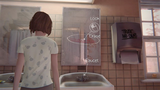 After youve done it, head towards the bathroom and use the middle shower - Life is Strange: Out of Time, Chapter 1 - Walkthrough - Life is Strange Game Guide & Walkthrough