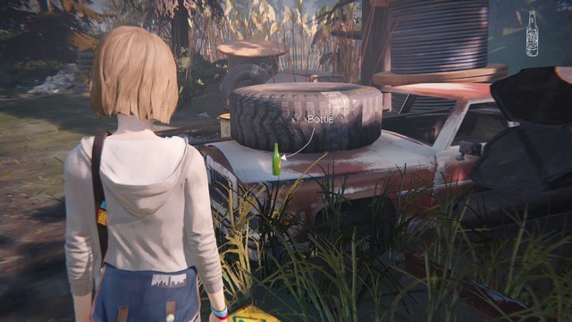 Go to the other side of the garbage dump (to the opposite of the location in which you found the first bottle) where you will get the second bottle - Life is Strange: Out of Time, Chapter 3 - Walkthrough - Life is Strange Game Guide & Walkthrough