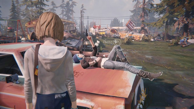 As soon as Chloe starts lying on the car, refrain from talking with her - Life is Strange: Out of Time, Chapter 3 - Walkthrough - Life is Strange Game Guide & Walkthrough