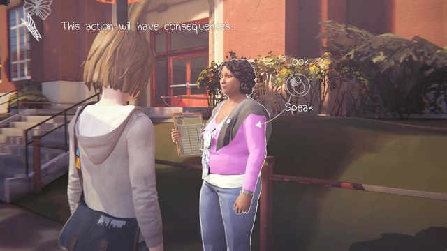The teacher will be the first person to talk to, she will have a petition against the monitoring - Life is Strange: Chrysalis, Chapter 2 - Walkthrough - Life is Strange Game Guide & Walkthrough
