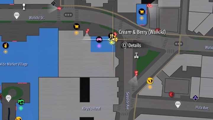 Travel to Cream & Berry restaurant located north from the hotel Kiryu is staying at - Infinite Wealth: All Photo Rallies in Waikiki - Photos for Photo Rally - Like a Dragon Infinite Wealth Guide