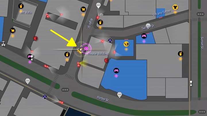 Travel to Theater Building, located on Night St - Infinite Wealth: All Photo Rally in Cultural District and Harbor Park - Photos for Photo Rally - Like a Dragon Infinite Wealth Guide