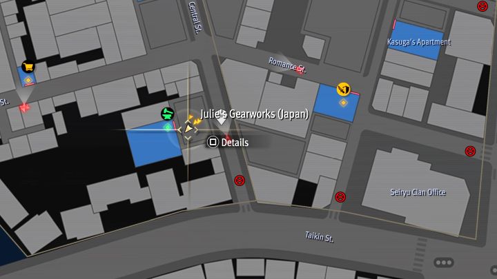 The titular workshop is located at the southern end of Isezaki Ijincho's map, on Central St - Infinite Wealth: Photo Rally in Downtown Yokohama - Photos for Photo Rally - Like a Dragon Infinite Wealth Guide