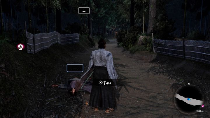 While following the narrow path towards the temple, you will find a man lying on the ground - Like a Dragon Ishin: Substories List - Mibu District and Other - Substories - Like a Dragon Ishin Guide