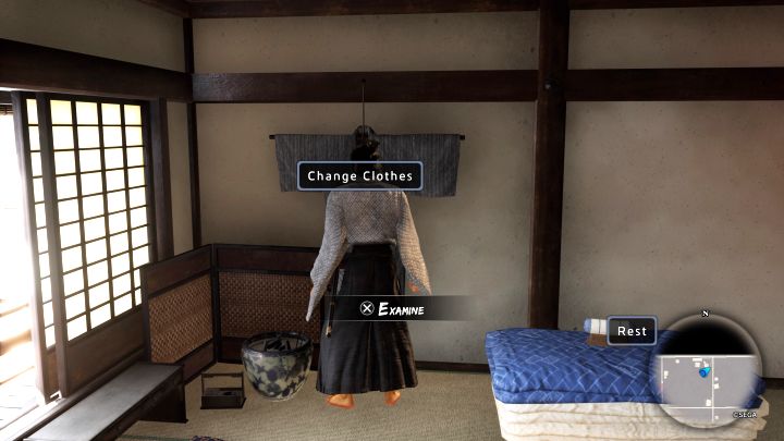 If you want to change clothes, you need to visit Ryoma's room in Teradaya Inn (Fushimi) - Like a Dragon Ishin: How to change outfits (Ryoma and Haruka)? - Ryoma and character development - Like a Dragon Ishin Guide