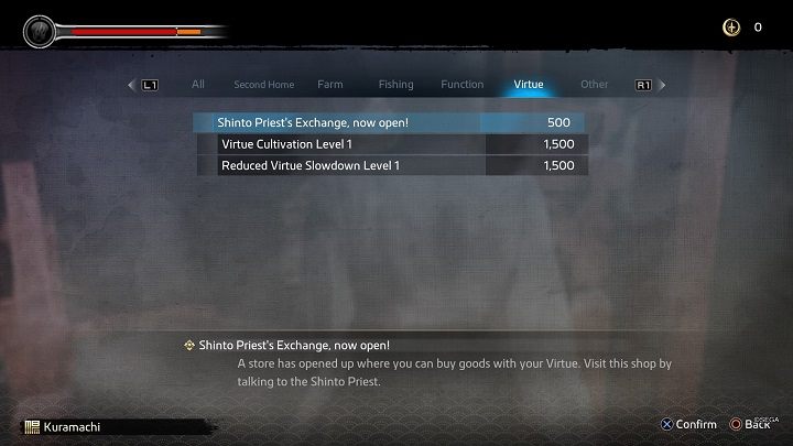Before establishing the Friendship, you must first unlock the priest's shop by spending 500 Virtue at a shrine (in the Virtue tab) - Like a Dragon Ishin: Friendships - Shops - Secrets and activities - Like a Dragon Ishin Guide
