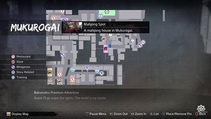 The Mahjong House Residents are located in the southwestern part of the Mukurogai district, at the Mahjong Spot on the Mukurogai First Floor street - Like a Dragon Ishin: Friendships - Shops - Secrets and activities - Like a Dragon Ishin Guide