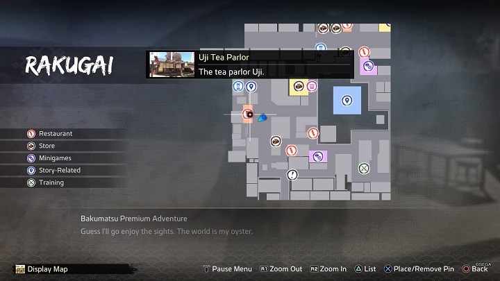 The Uji Tea Parlor Girl is located in the western part of the Rakugai District, at the Uji Tea Parlor on West Umekojicho street - Like a Dragon Ishin: Friendships - Shops - Secrets and activities - Like a Dragon Ishin Guide